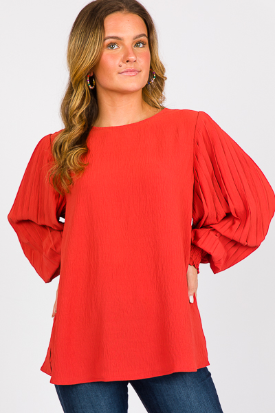 Alys Pleat Sleeve Blouse, Brick