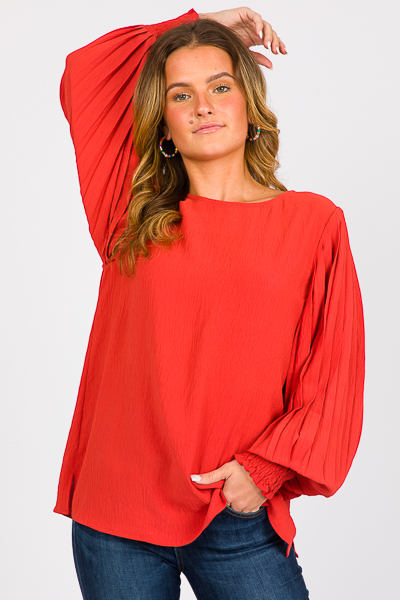Alys Pleat Sleeve Blouse, Brick