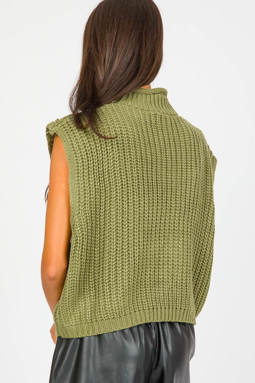 Brett Sweater Vest, Olive - New Arrivals - The Blue Door Boutique