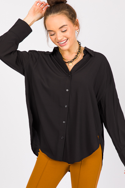 Leah Chain Layer Necklace, Blk