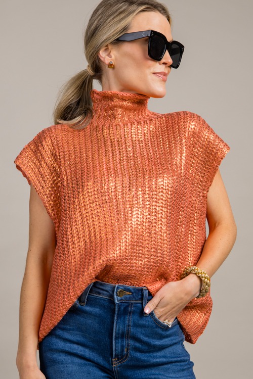 Metallic Sweater Vest, Orange