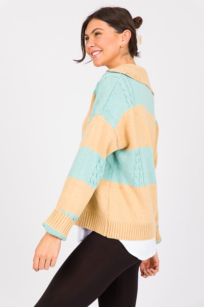 Collared Colorblock Sweater, Bl