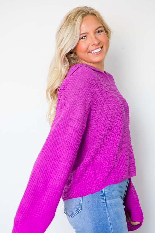 Randa Collar Sweater, Hot Pink