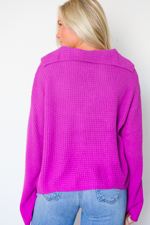 Randa Collar Sweater, Hot Pink