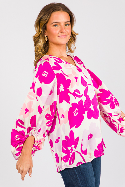Silky Blooms V Blouse, Orchid