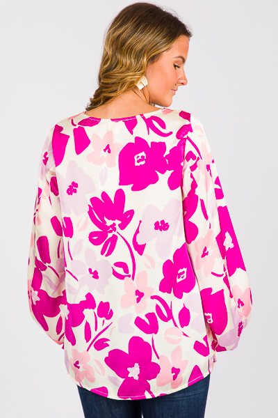 Silky Blooms V Blouse, Orchid