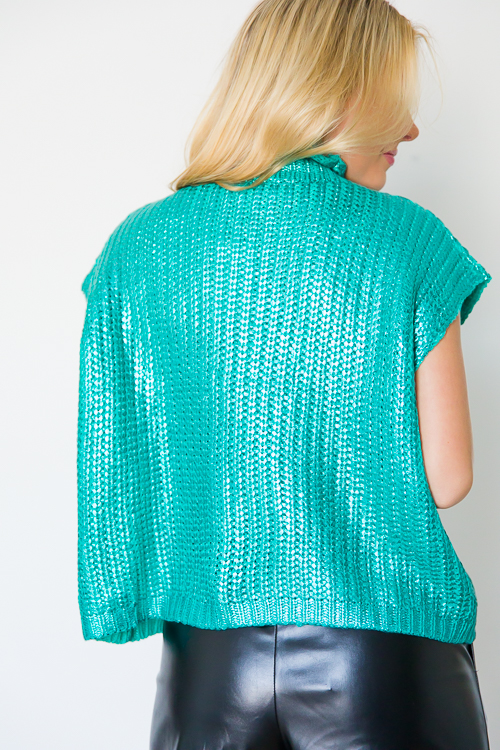 Metallic Sweater Vest, Emerald
