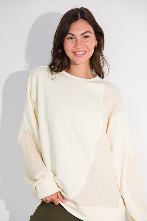 Thermal Contrast Pullover, Ivory