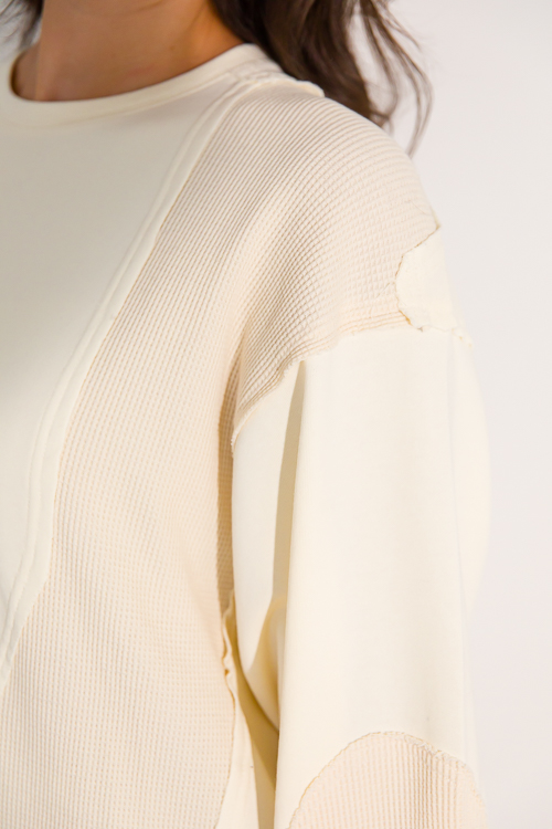 Thermal Contrast Pullover, Ivory