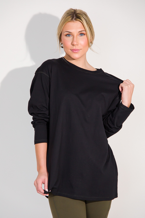 Long Sleeve Boyfriend Tee, Black