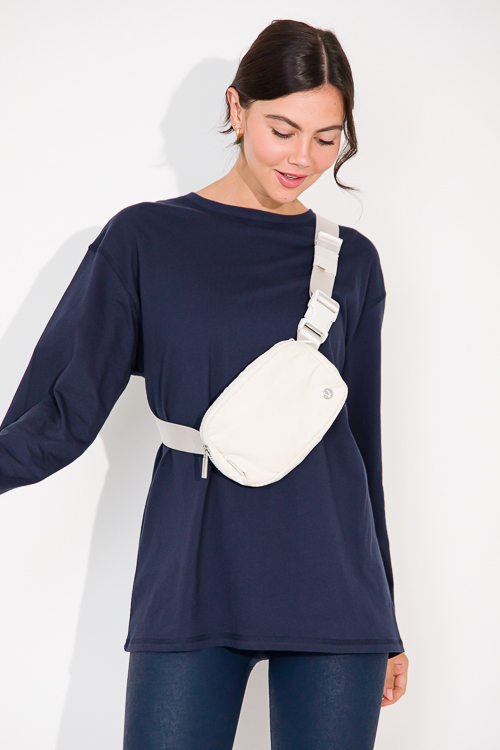 Long Sleeve Boyfriend Tee, Dk. Navy