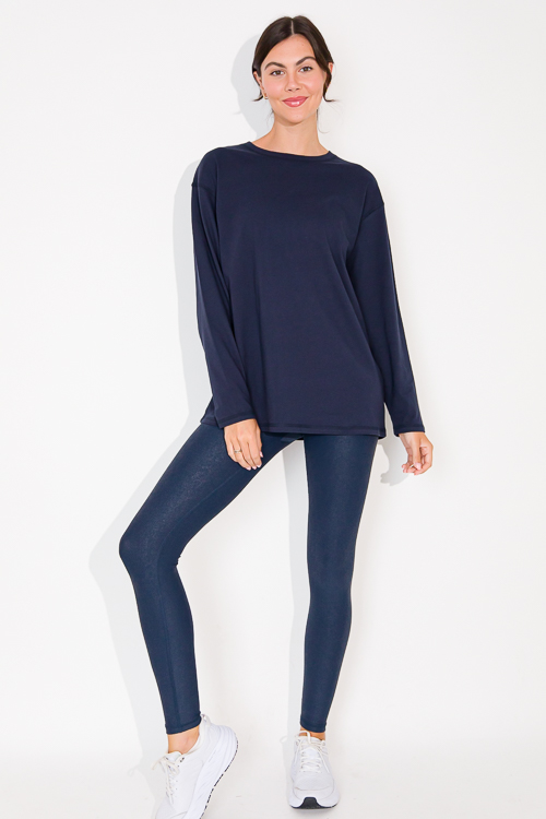Long Sleeve Boyfriend Tee, Dk. Navy