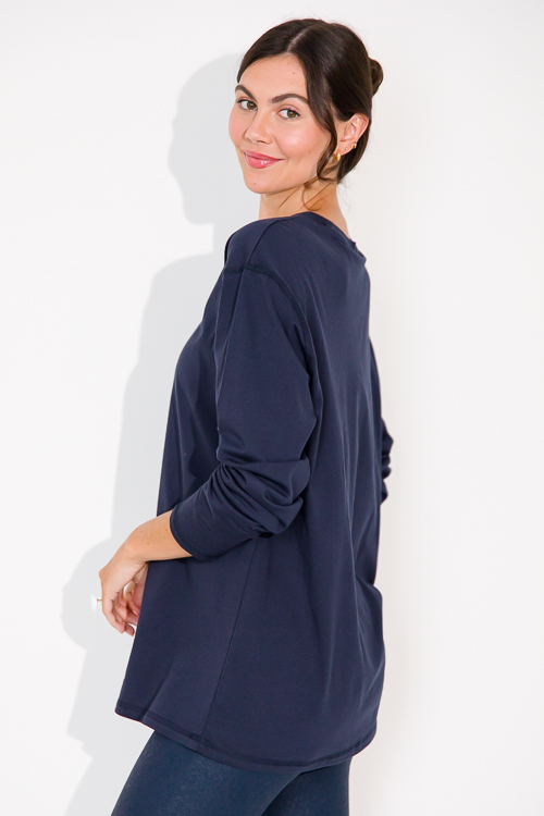 Long Sleeve Boyfriend Tee, Dk. Navy