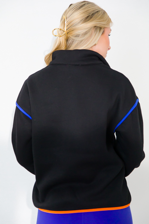 Colorblock Piping Pullover, Black