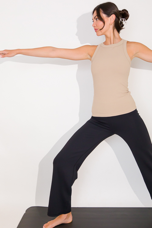 Basic Rib Knit Tank, Taupe