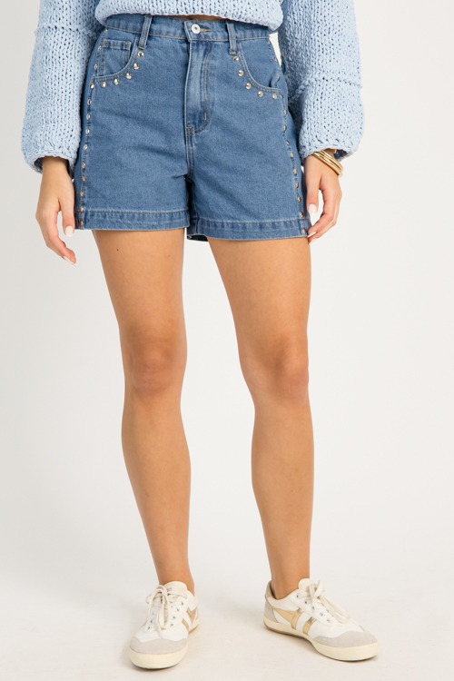 Studded Denim Shorts