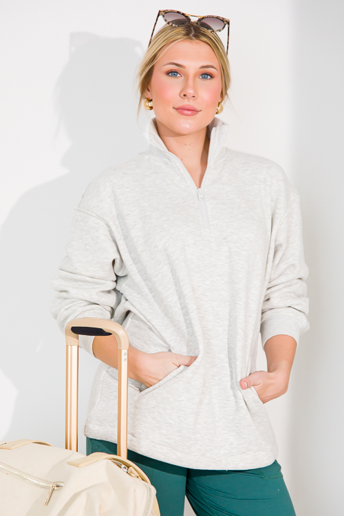 Comfy Cozy Half Zip, 2 Tone Grey
