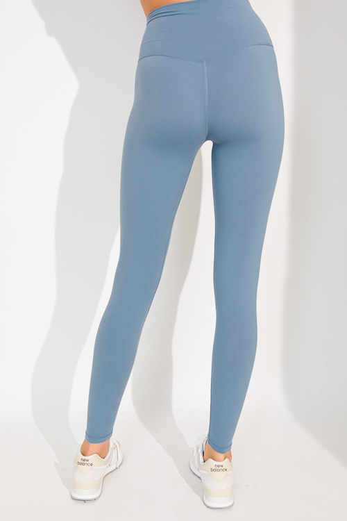 Butter Yoga Leggings, Blue Linen