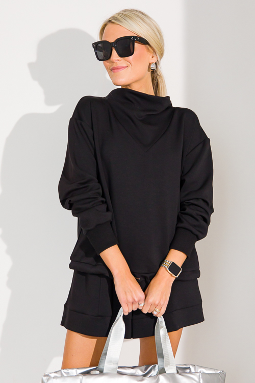 Draw Hem Soft Pullover, Black