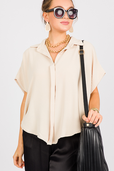 Oversized Button Up Tunic, Sand