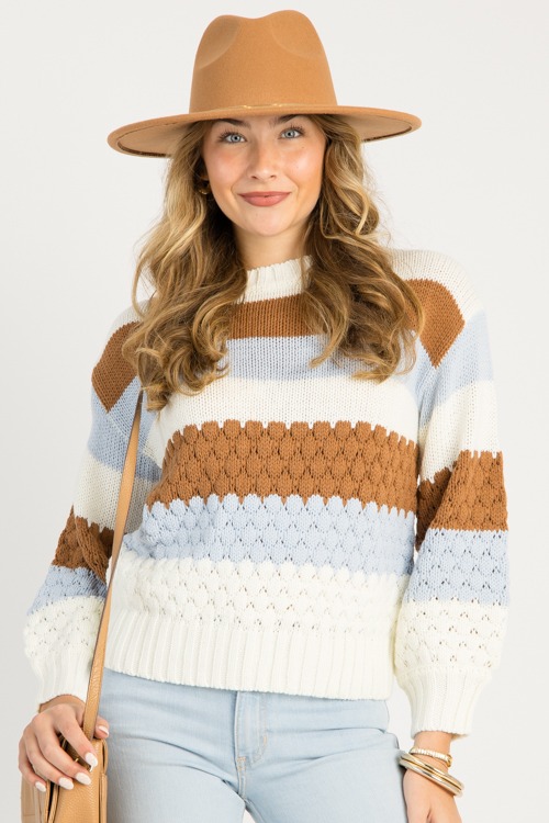 Caden Stripe Sweater, Brown/Blue