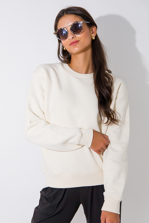 Fleece Lined Sweatshirt, Pearl