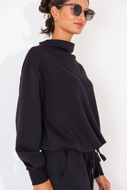 Draw Hem Soft Pullover, Black