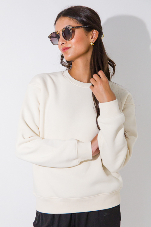 Fleece Lined Sweatshirt, Pearl