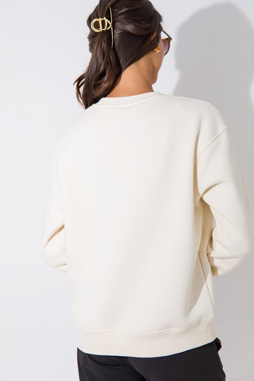 Fleece Lined Sweatshirt, Pearl