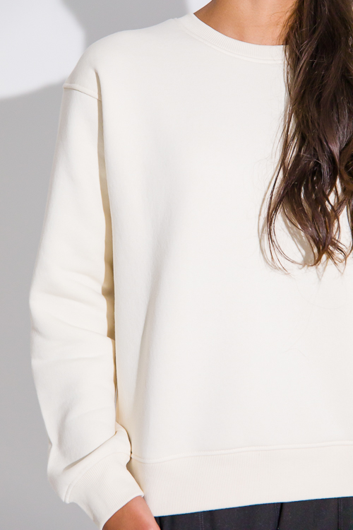 Fleece Lined Sweatshirt, Pearl