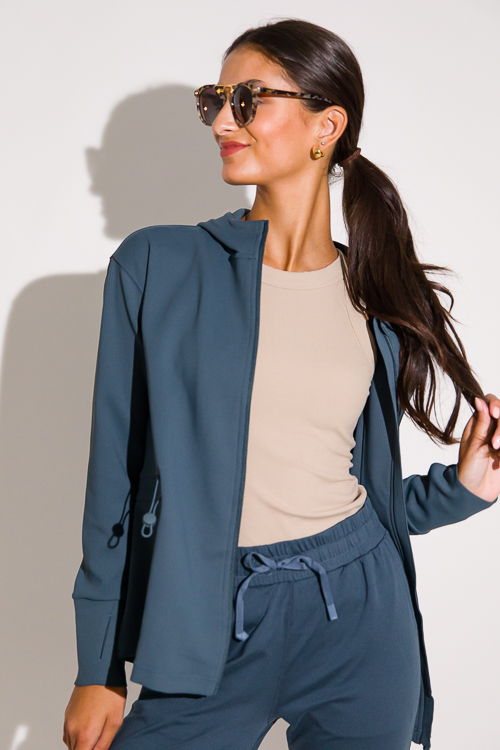 Cinch Waist Knit Jacket, Dove - New Arrivals - The Blue Door Boutique