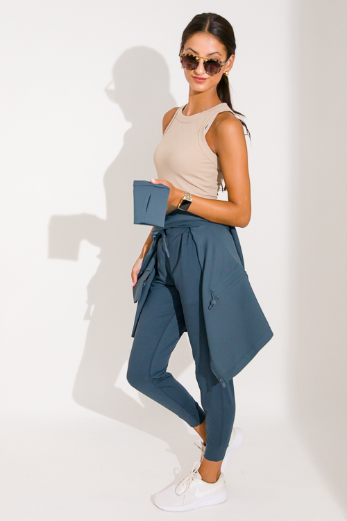 Basic Rib Knit Tank, Taupe
