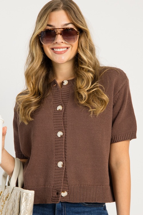 Kiera Button Sweater, Brown