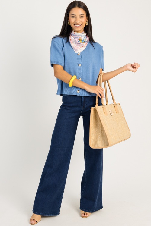 Kiera Button Sweater, Dusty Blue