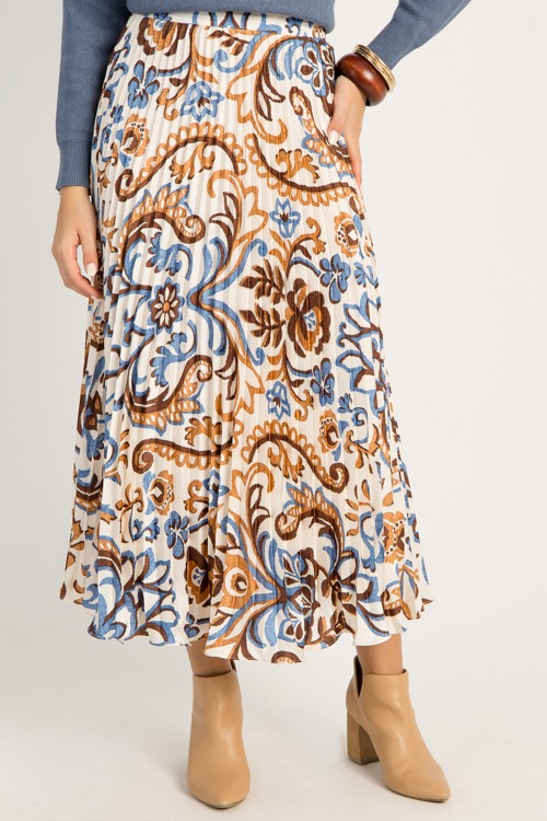Pleated Print Maxi Skirt, Ivory - 0915-94h.jpg