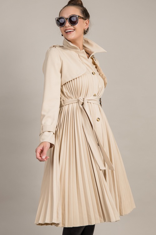 Pleated Trench Coat, Beige - 0916-103h.jpg