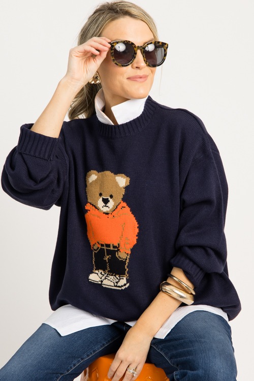 Bear With Me Sweater, Navy