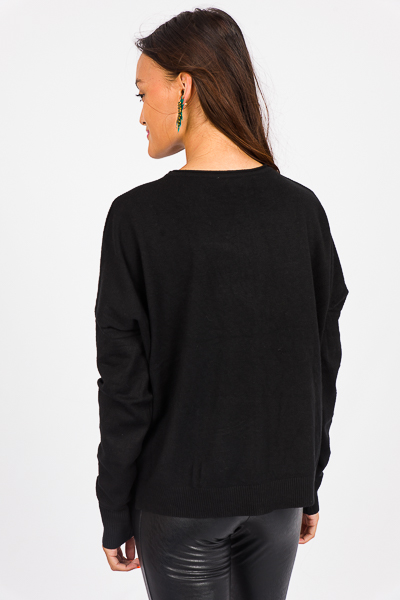 Marsha Crew Sweater, Black