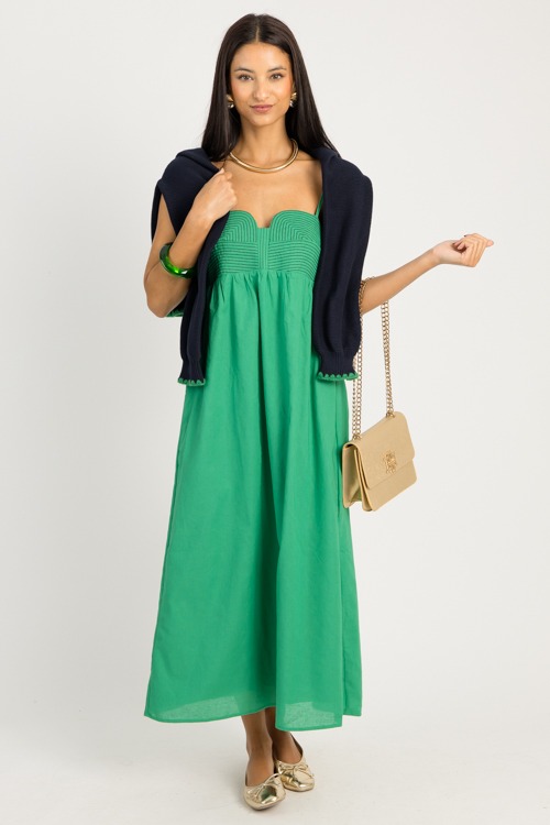 Stitched Bustier Midi, Emerald