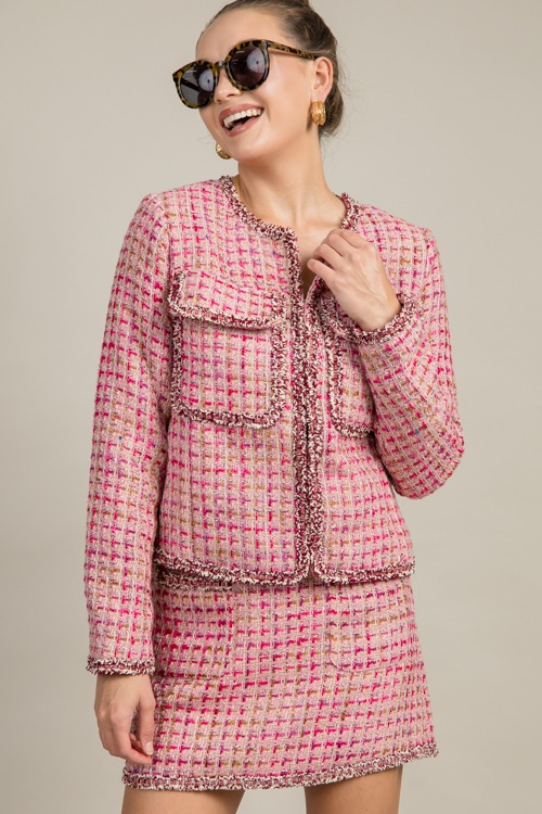 Trina Tweed Jacket, Pink Multi