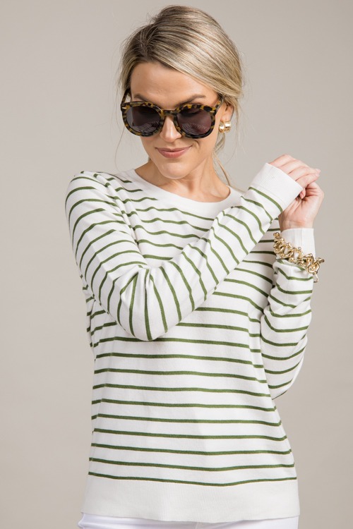 Landon Stripe Sweater, White/Green - 0916-40h.jpg