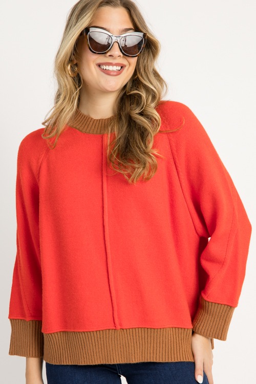 Colorblock Trim Sweater, Red - 0916-51h.jpg