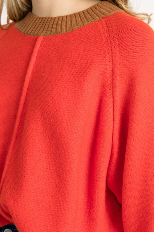 Colorblock Trim Sweater, Red - 0916-52.jpg