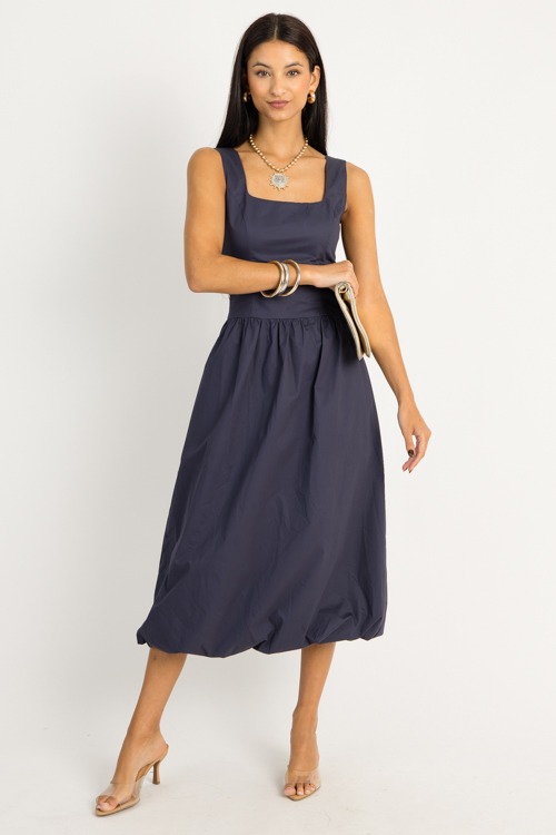 Kathryn Bubble Hem Midi, Navy