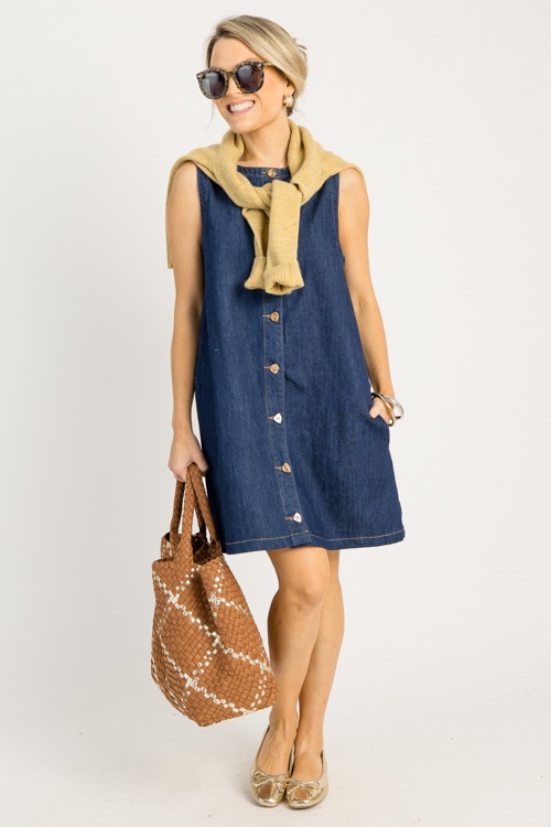 Denim Button Up Dress, Dark