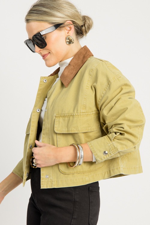 Suede Collar Jacket, Chartreuse