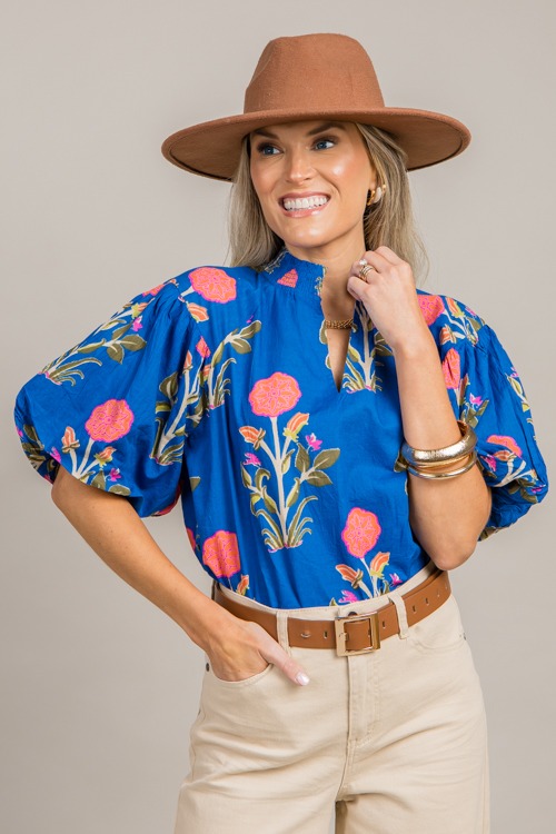 Flower Shop Top, Blue