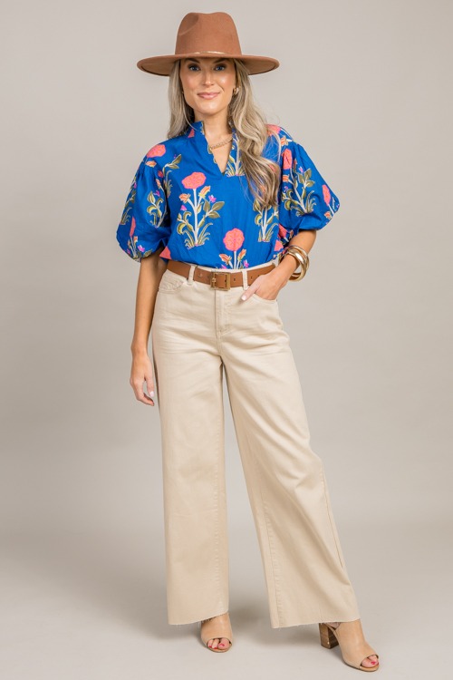 Raw Hem Wide Leg Pants, Khaki - 0917-84h.jpg