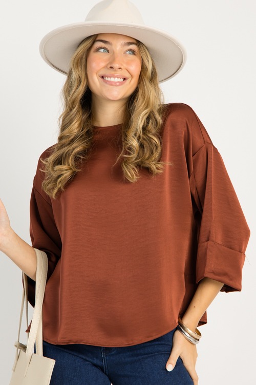Cuff Sleeve Satin Blouse, Sienna