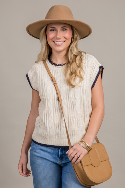 Coco Contrast Trim Sweater, Ivory